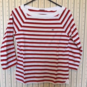 Vintage Lacoste boat neck striped tshirt